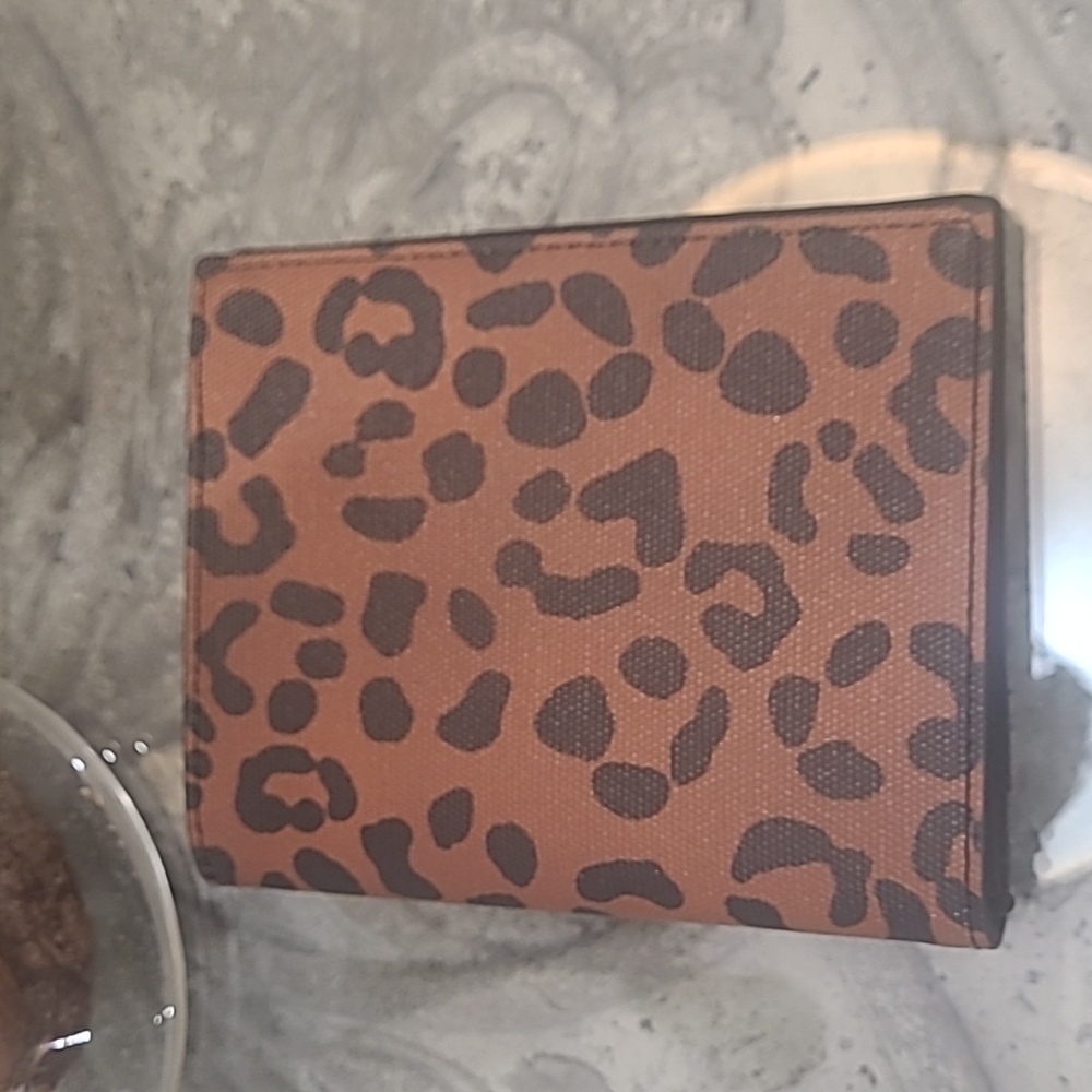 Fossil Leopard Print Women's Wallet Passport Book New